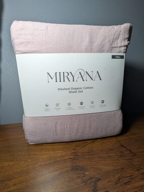 MIRYANA Washed 100% Organic Cotton Sheet Set - Mauve Pink